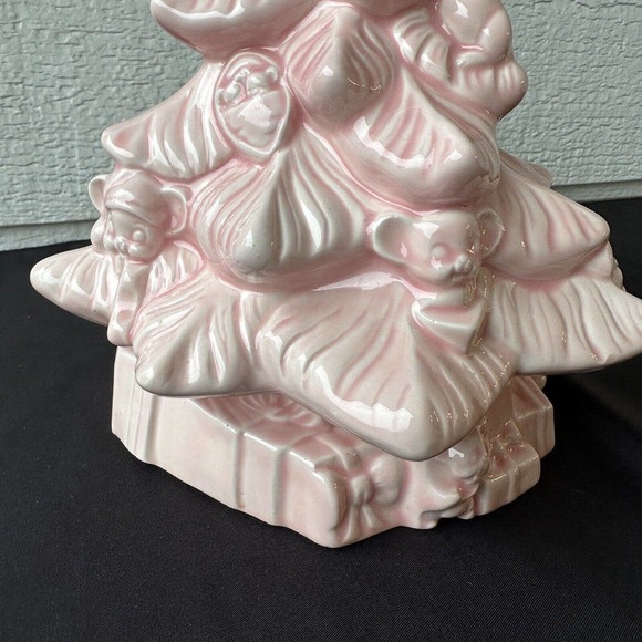 Vintage‎ Christmas Tree Mouse Pink Ceramic Mold 1987 Two Piece Presents - Picture 2 of 16